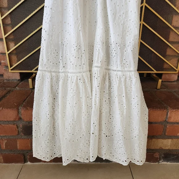 Simplee White Babydoll Eyelet Crochet Maxi Dress - Picture 8 of 15